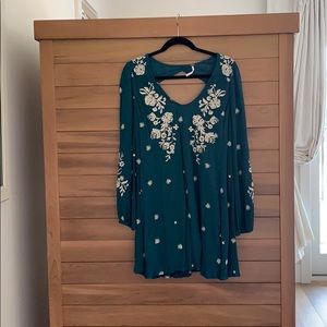 Free People Teal short/long sleeve dress